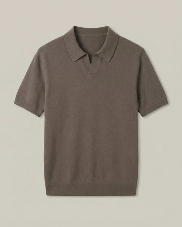 Polo Colina Open-Collar Masculino Marrom 100% Cashmere