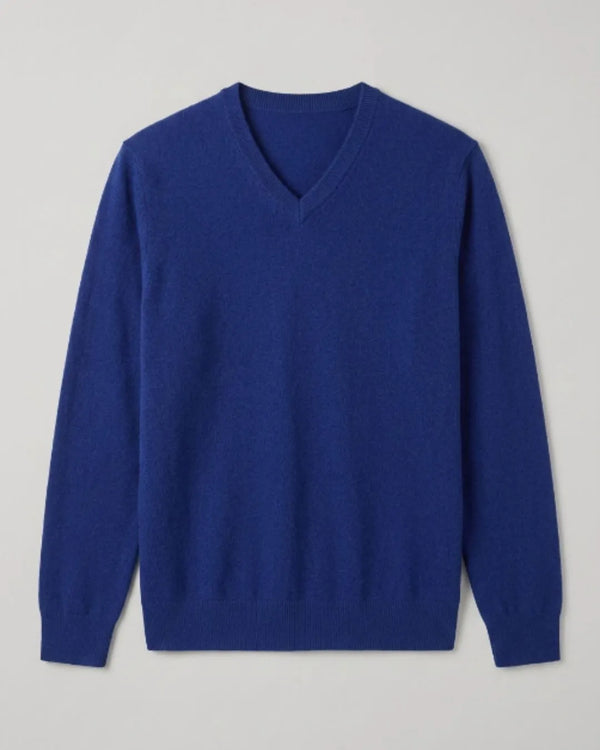 Suéter Gola V Masculino Azul Escuro 100% Cashmere