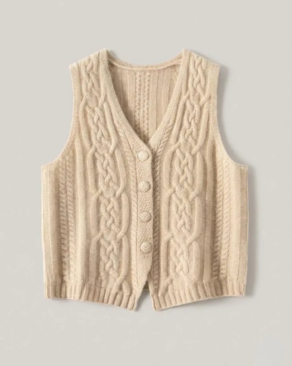 Colete Cordilheira Cable-Button Feminino 100% Cashmere