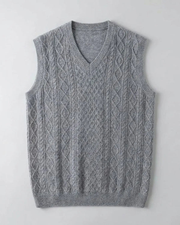Colete Pico Cable Masculino 100% Cashmere