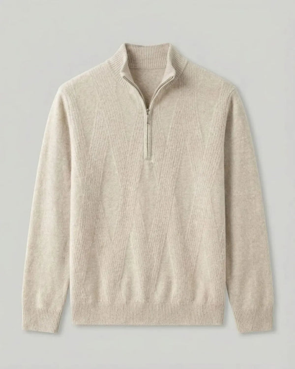 Pulôver Crista Geometric-Zip Masculino 100% Cashmere