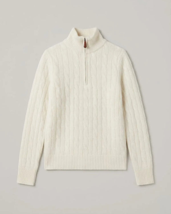 Pulôver Geada Cable-Zip Feminino 100% Cashmere