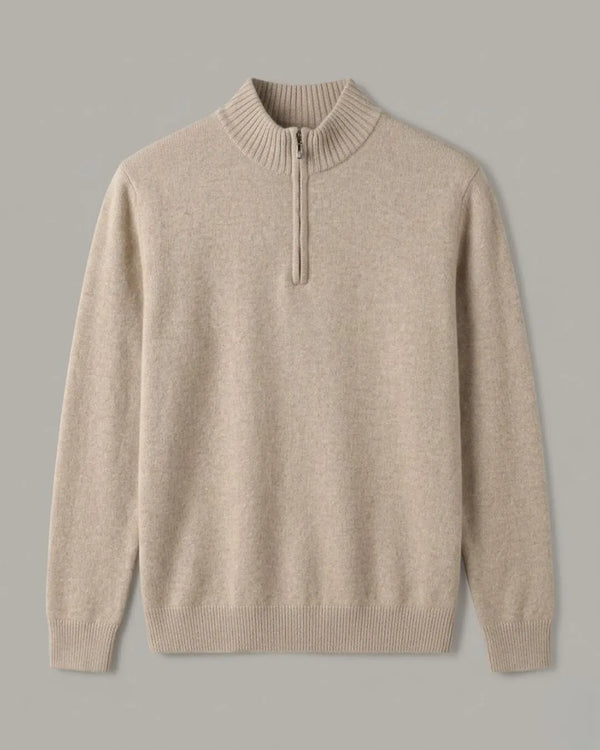 Pulôver Vertente Quarter-Zip Masculino 100% Cashmere