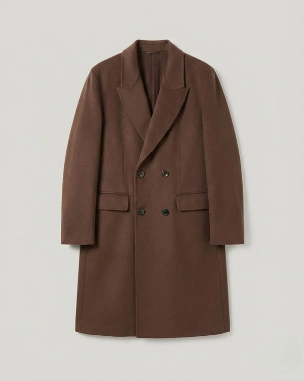 Sobretudo Maciço Double-Breasted Masculino 100% Cashmere