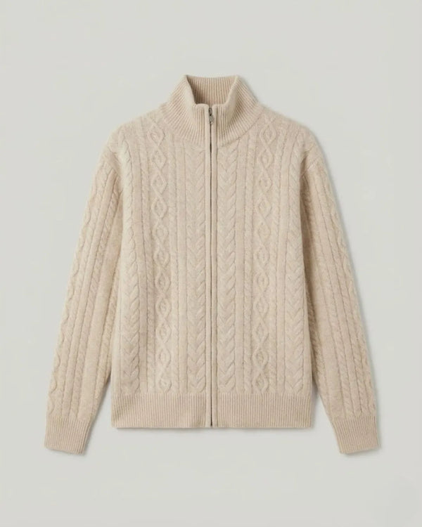 Suéter Cume Cable-Zip Feminino 100% Cashmere