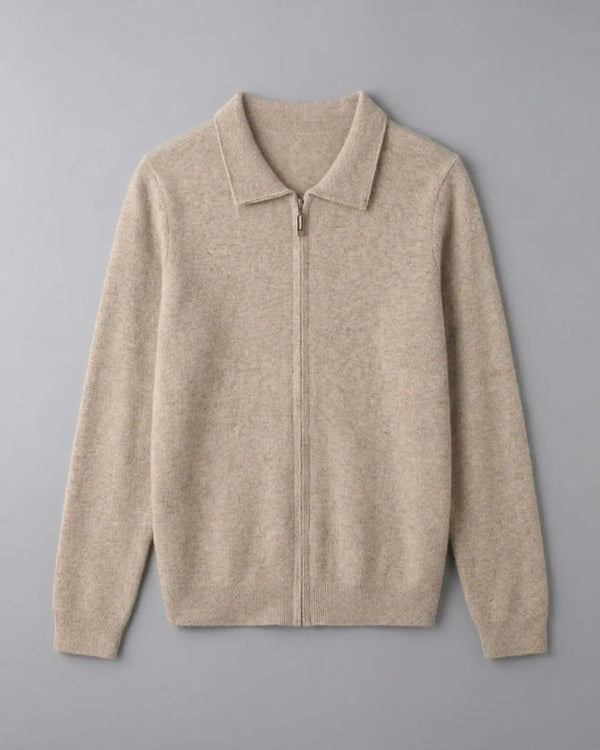 Suéter Polo-Zip Feminino 100% Cashmere
