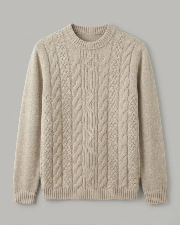 Suéter Topo Cable-Knit Masculino 100% Cashmere